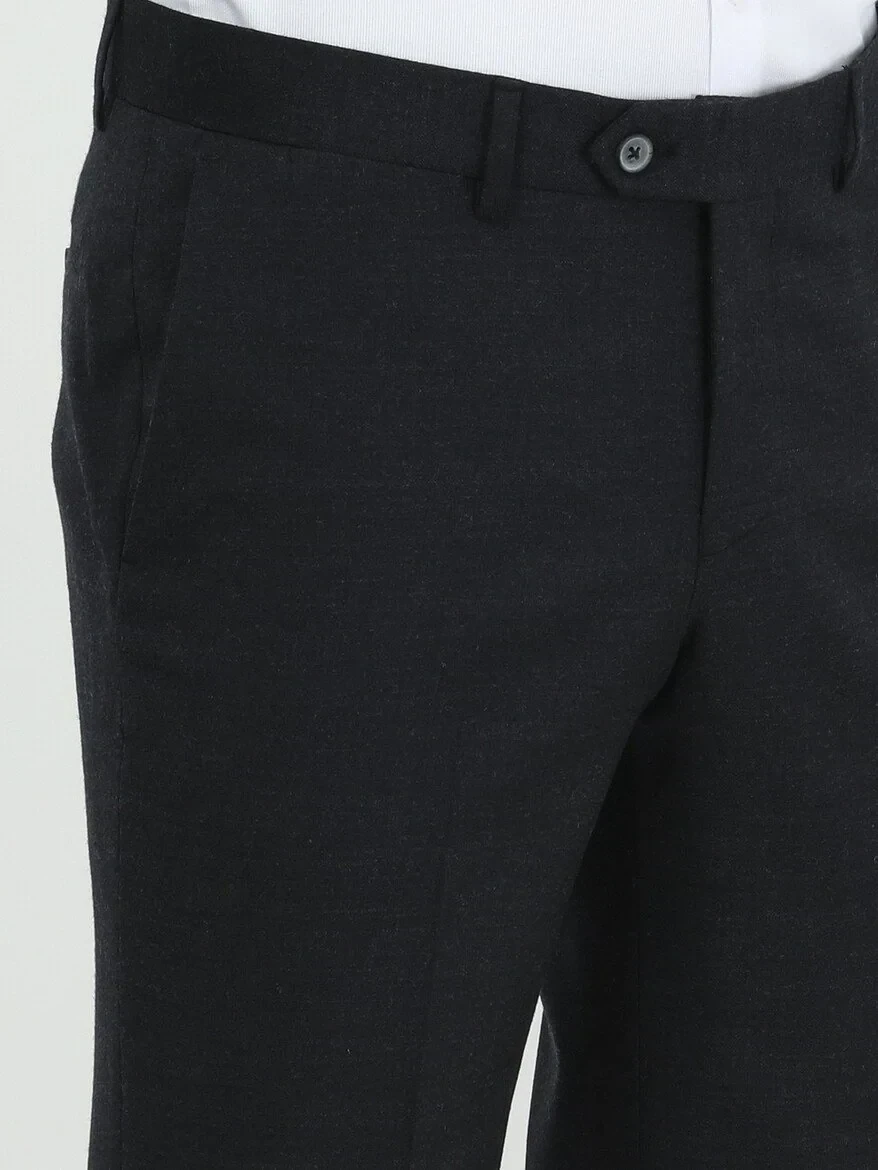 Hard Coal Weaving Fitted Fit Classical Wool Blended Trousers - 3