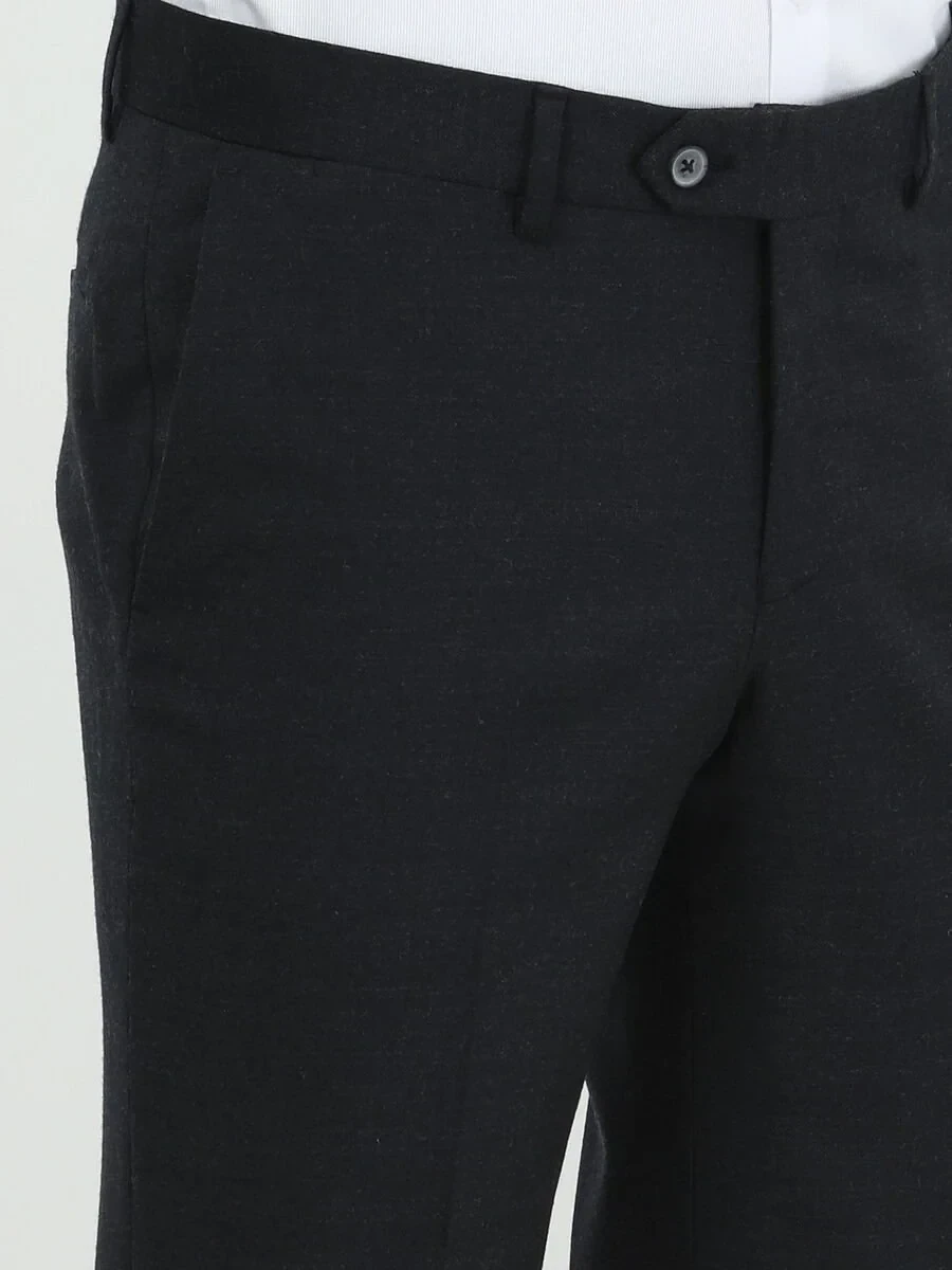 Hard Coal Weaving Fitted Fit Classical Wool Blended Trousers - 3