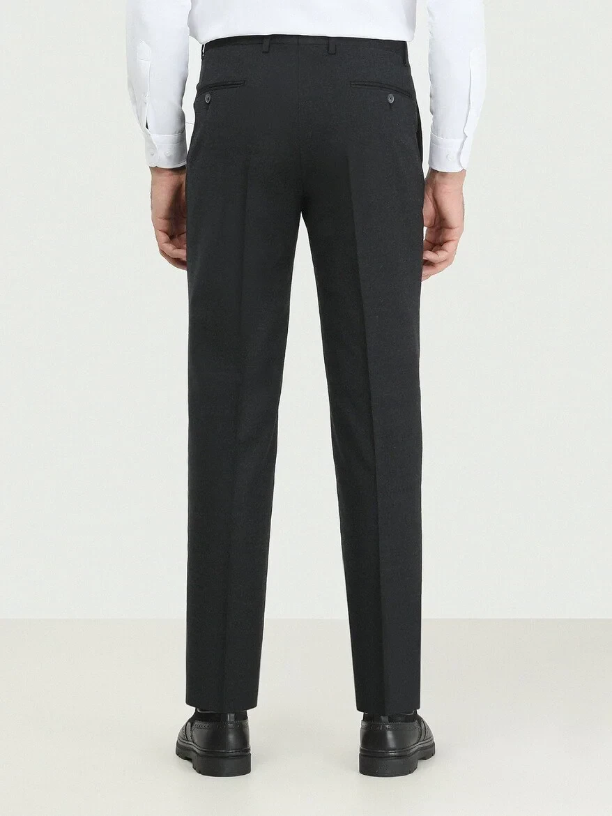 Hard Coal Weaving Fitted Fit Classical Wool Blended Trousers - 4