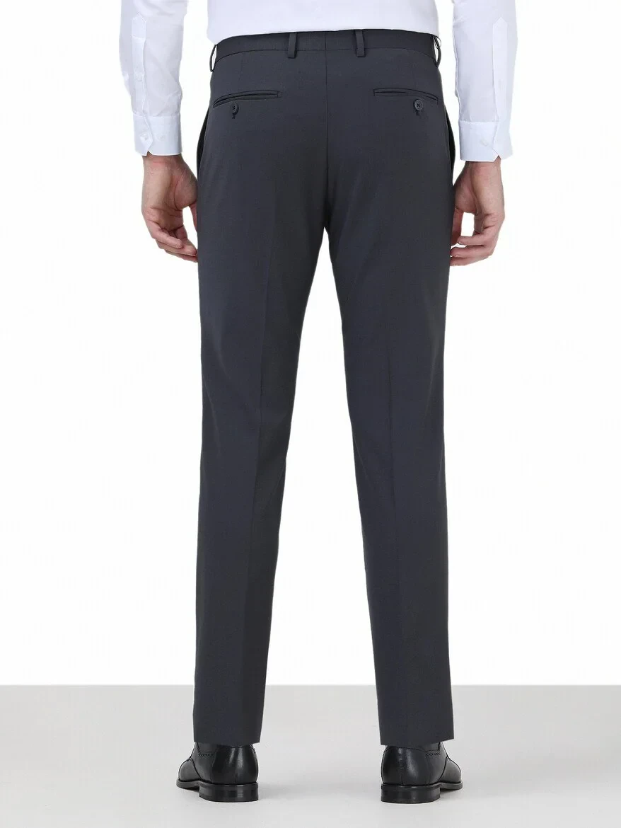 Hard Coal Weaving Fitted Fit Classical Wool Blended Trousers - 4