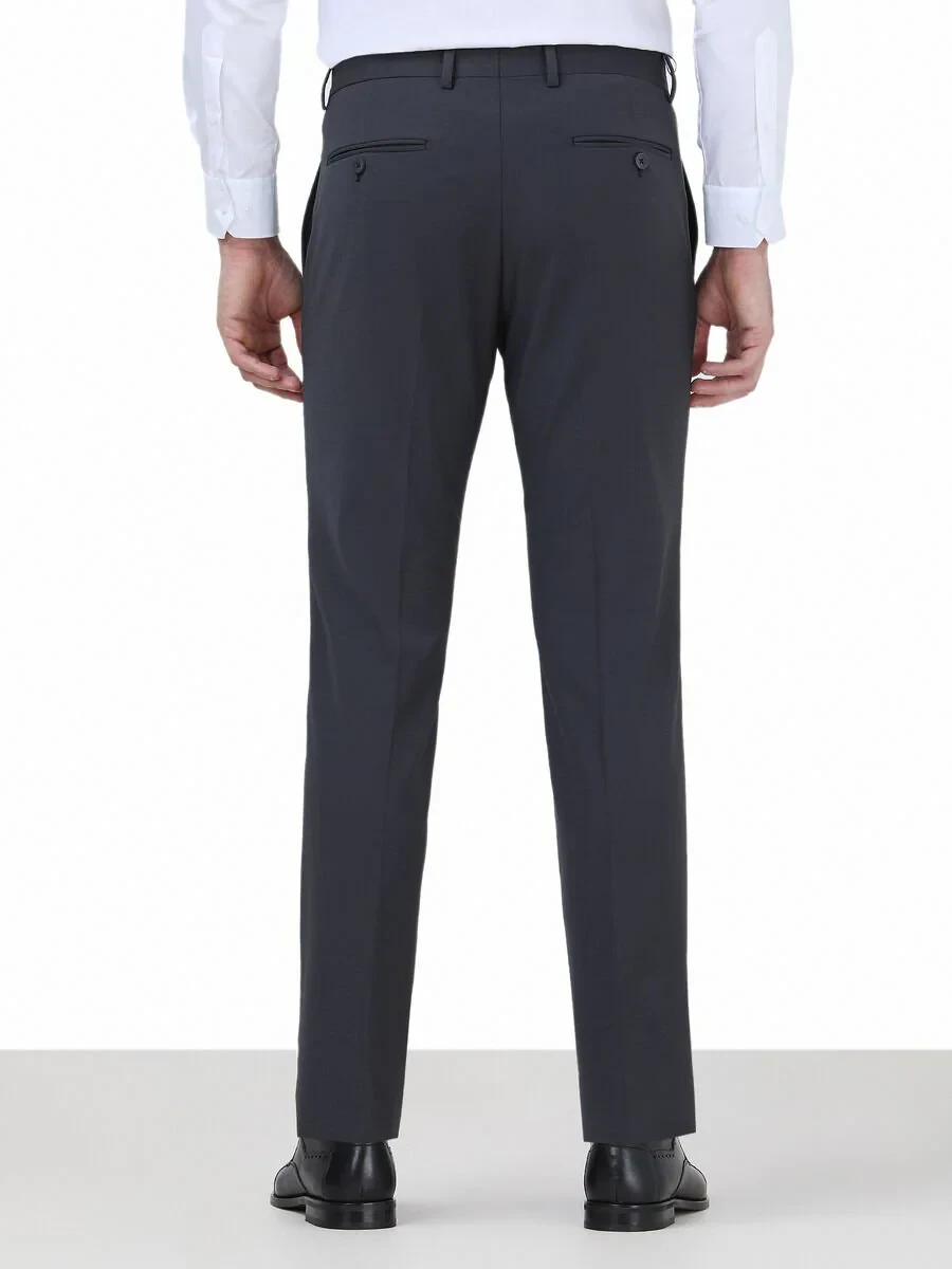Hard Coal Weaving Fitted Fit Classical Wool Blended Trousers - 4