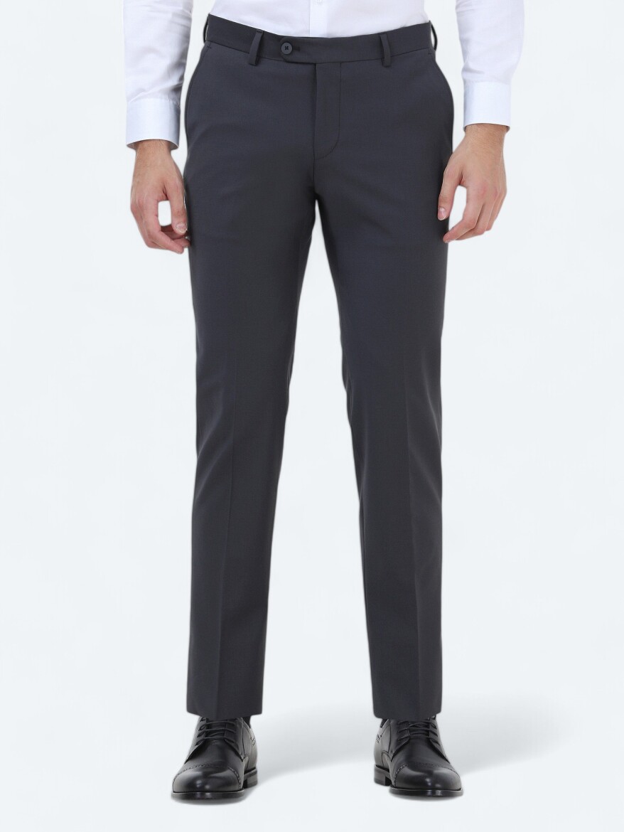 Hard Coal Weaving Fitted Fit Classical Wool Blended Trousers - 1