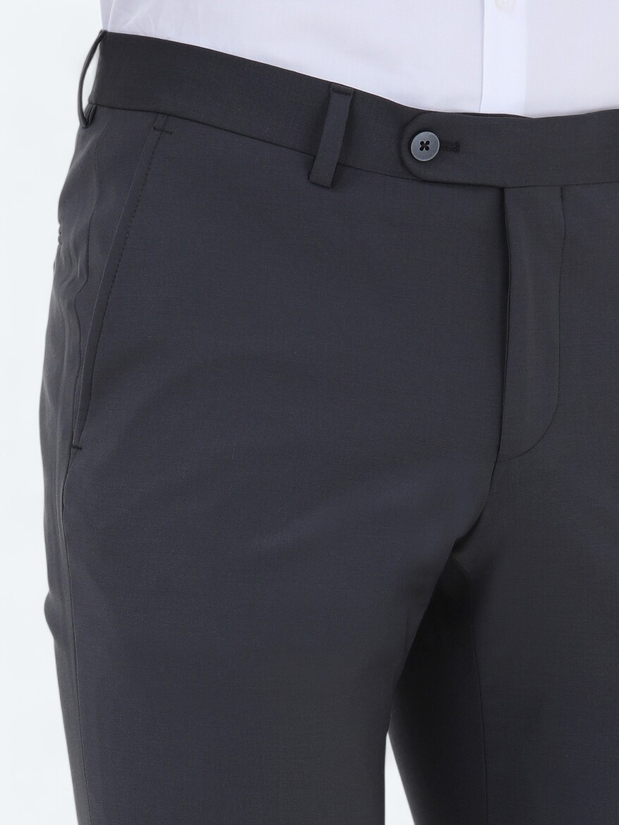 Hard Coal Weaving Fitted Fit Classical Wool Blended Trousers - 3