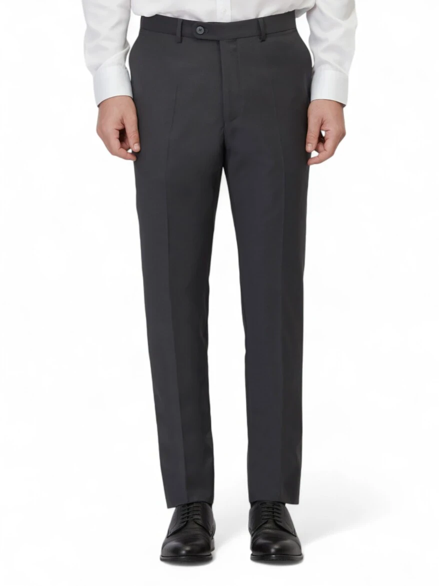 Hard Coal Weaving Fitted Fit Classical Wool Blended Trousers - 2
