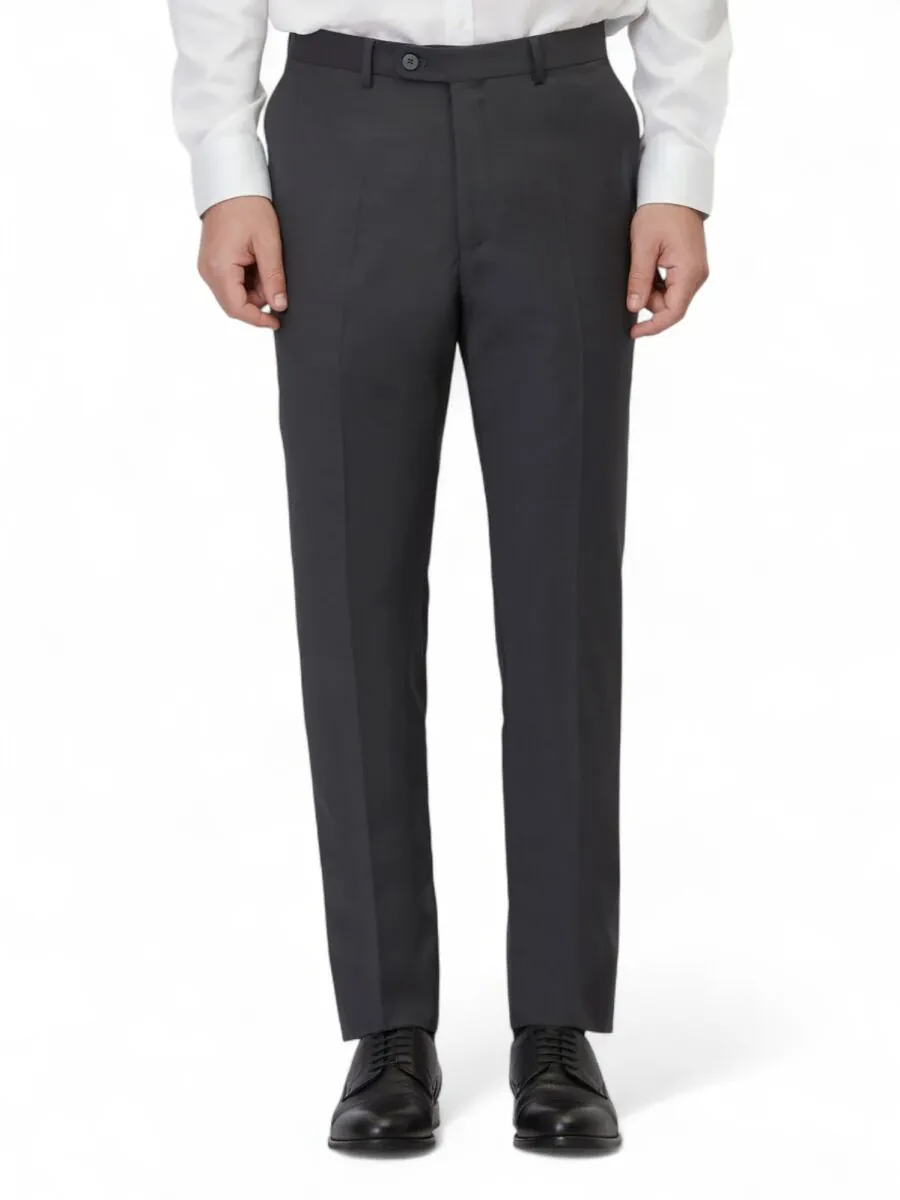 Hard Coal Weaving Fitted Fit Classical Wool Blended Trousers - 2