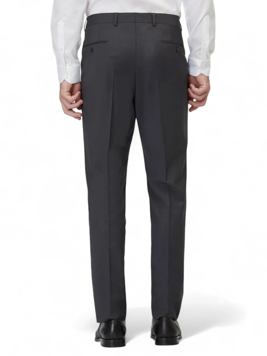 Hard Coal Weaving Fitted Fit Classical Wool Blended Trousers - 4