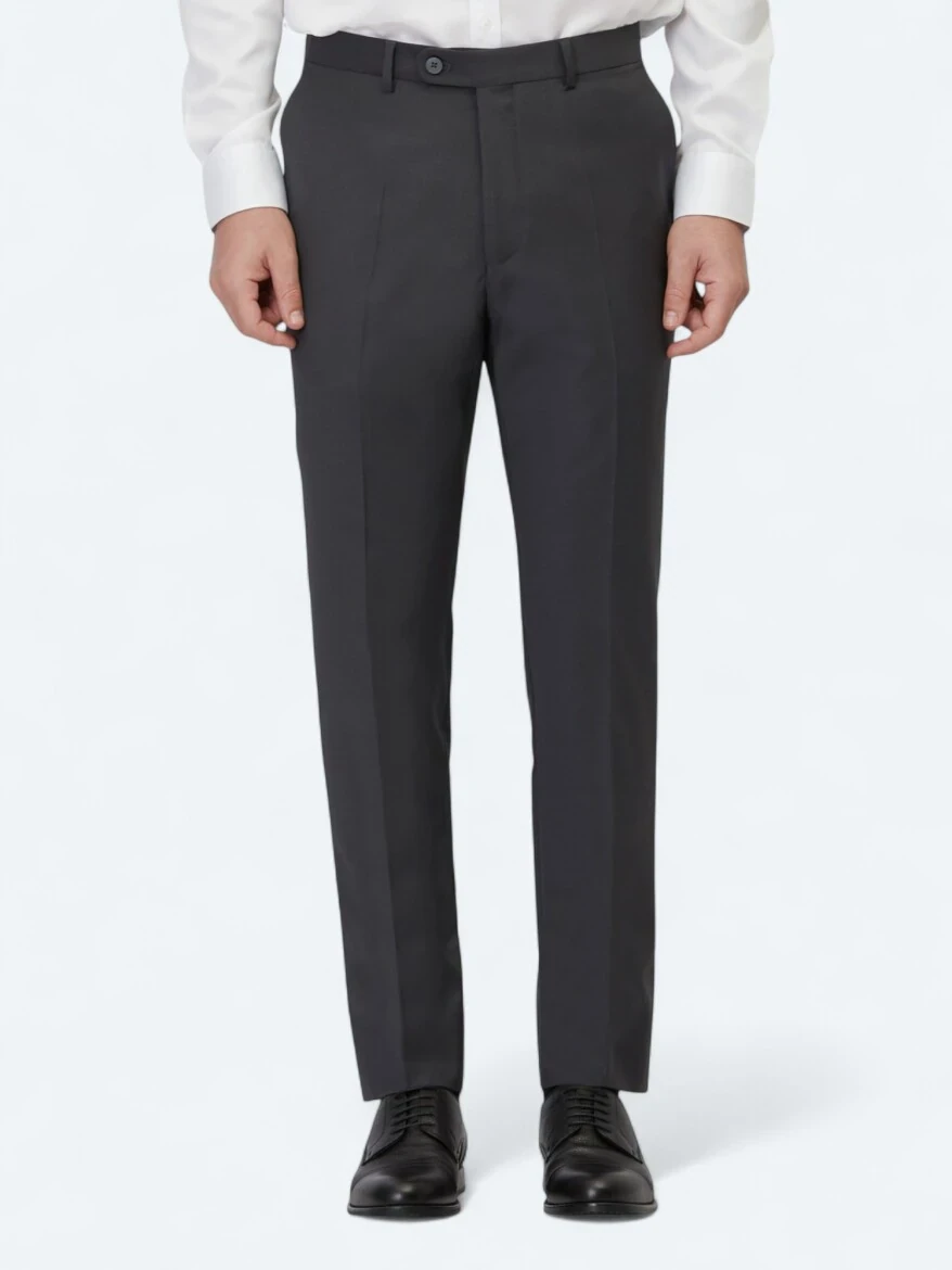 Hard Coal Weaving Fitted Fit Classical Wool Blended Trousers - 2