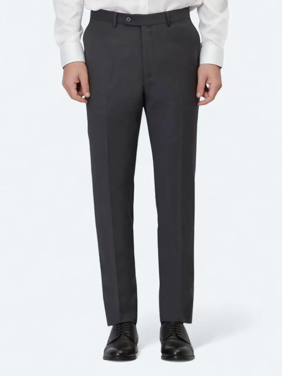 Hard Coal Weaving Fitted Fit Classical Wool Blended Trousers - 2