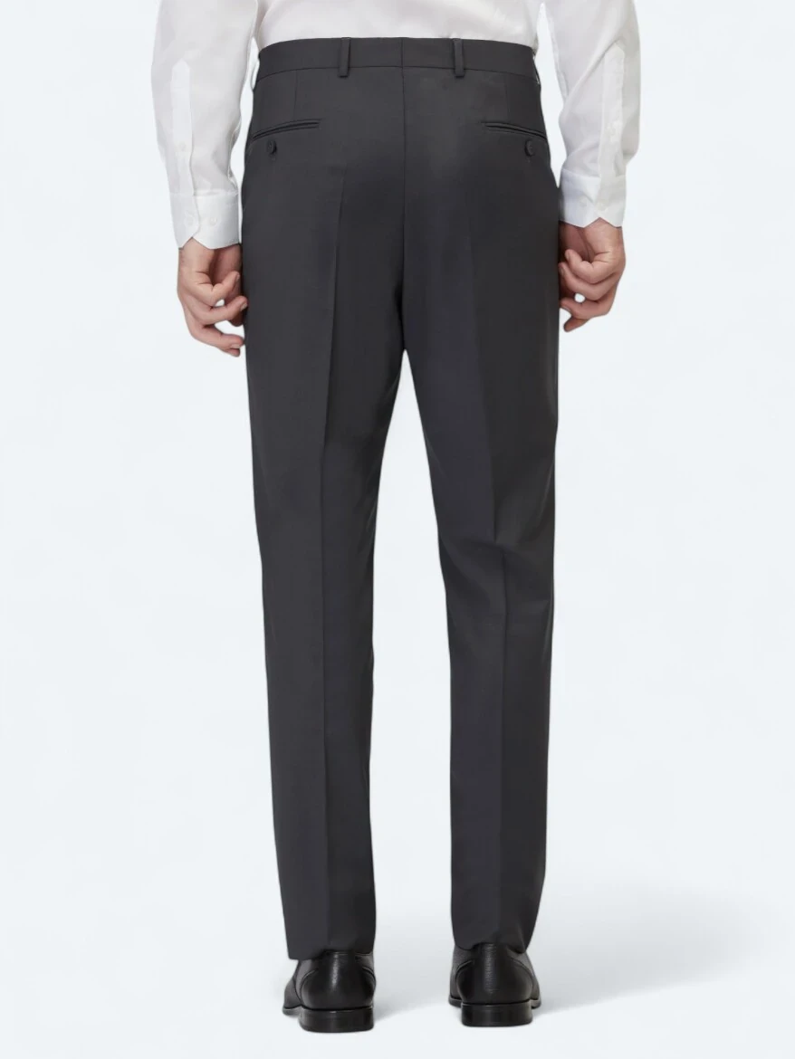 Hard Coal Weaving Fitted Fit Classical Wool Blended Trousers - 4