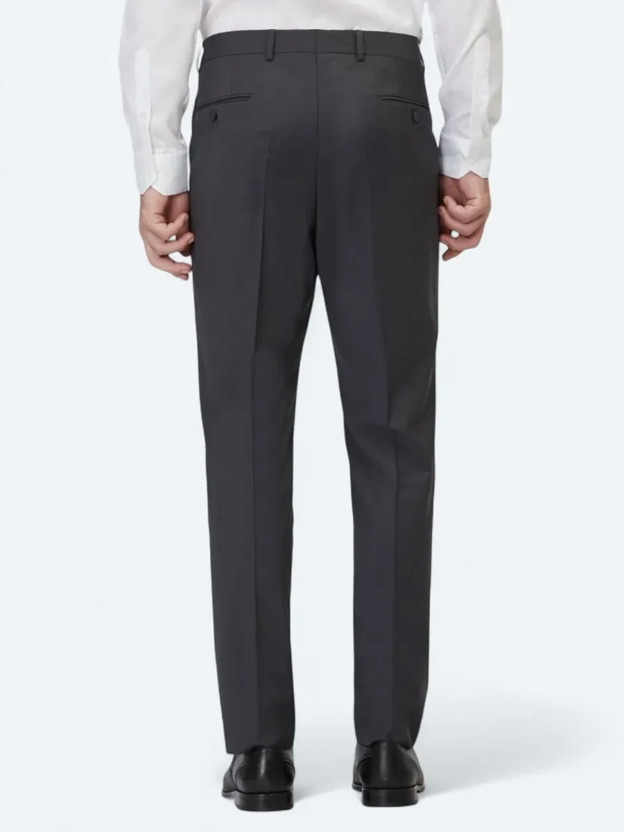 Hard Coal Weaving Fitted Fit Classical Wool Blended Trousers - 4