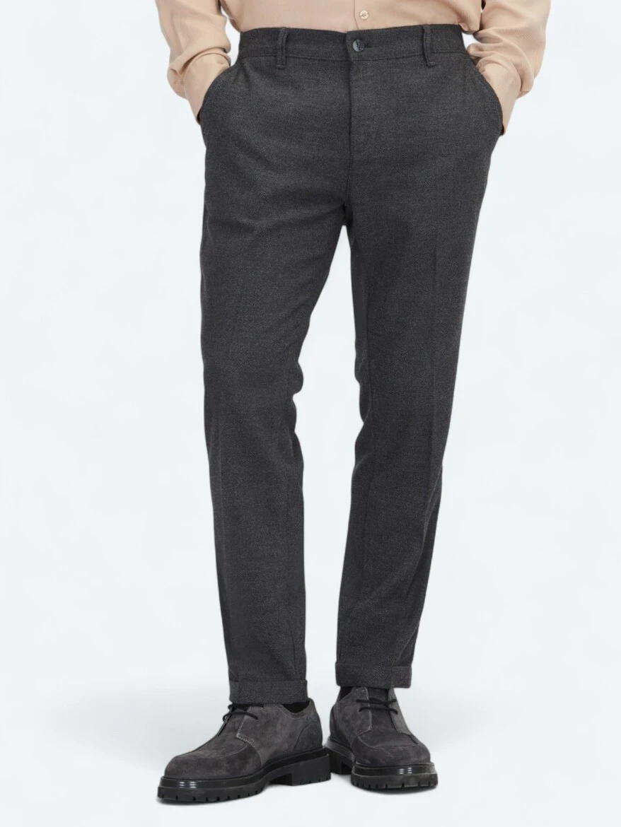 Hard Coal Weaving Jogging Fit Casual Wool Blended Trousers - KİP