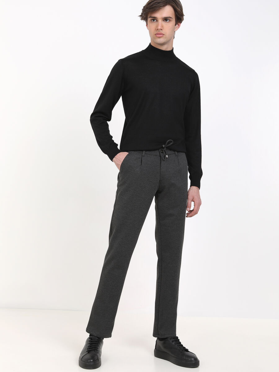 Hard Coal Weaving Jogging Fit Smart Casual Trousers - 3