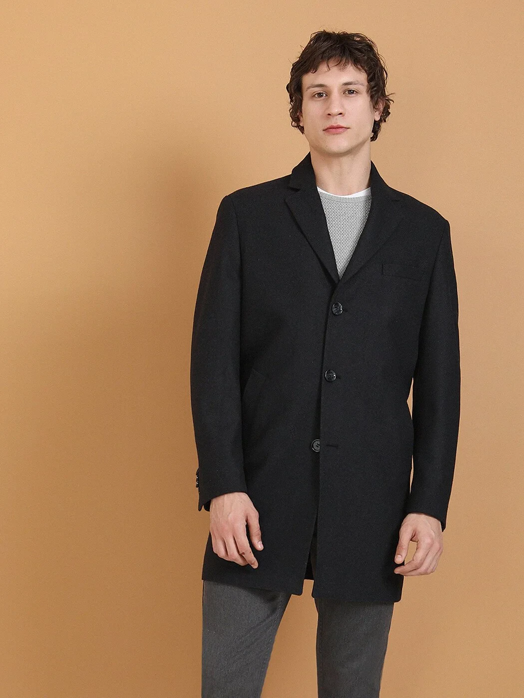 Hard Coal Weaving Overcoat - 1