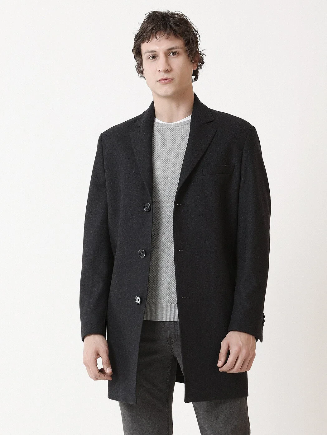 Hard Coal Weaving Overcoat - 3