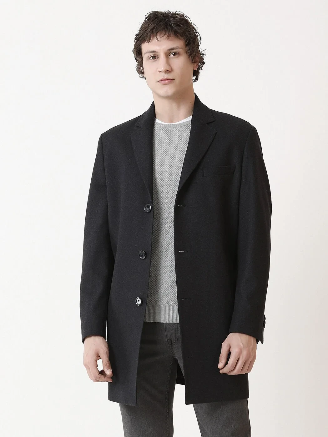 Hard Coal Weaving Overcoat - 3