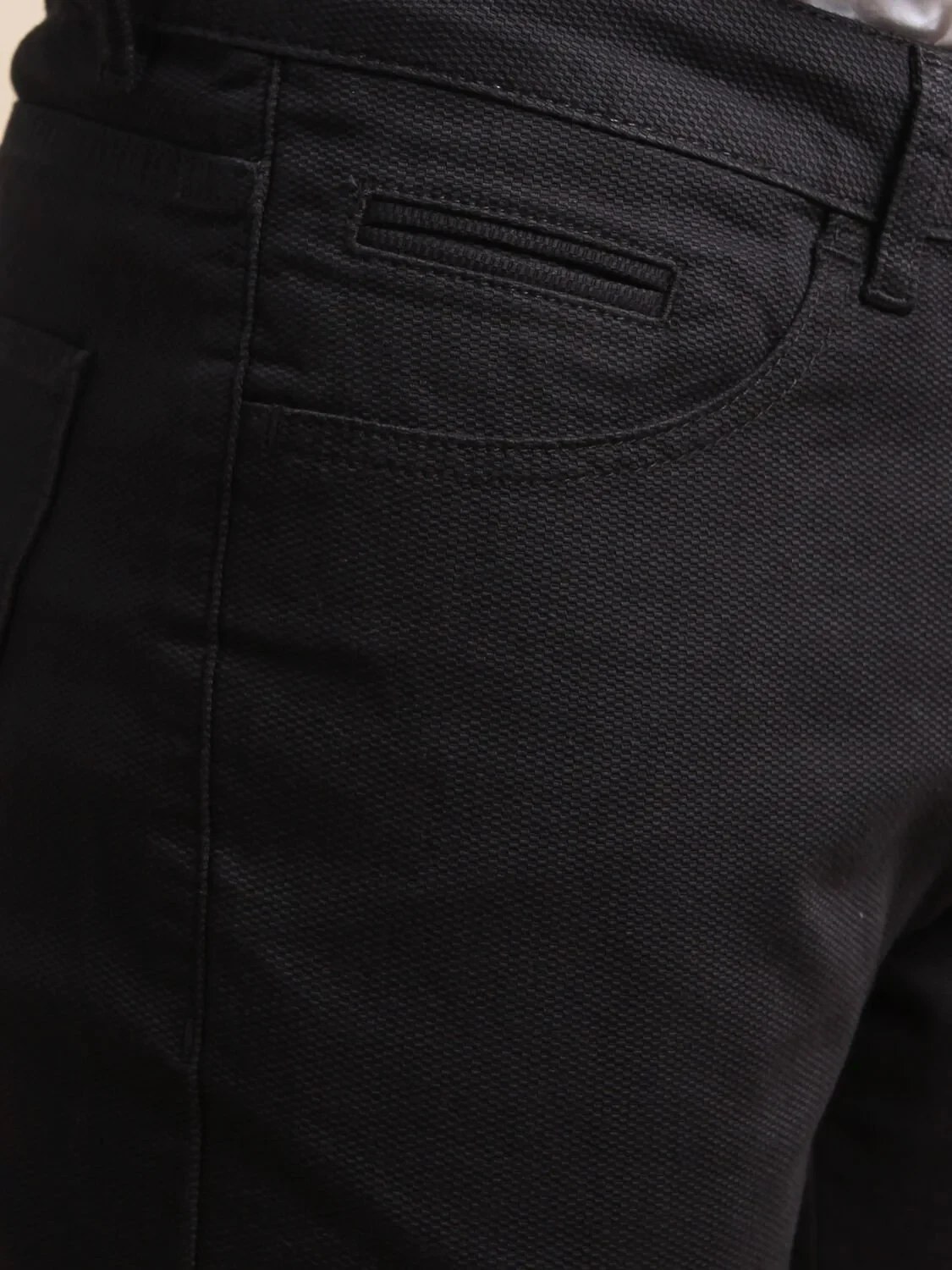 Hard Coal Weaving Slim Fit Casual Cotton Blended Trousers - 4