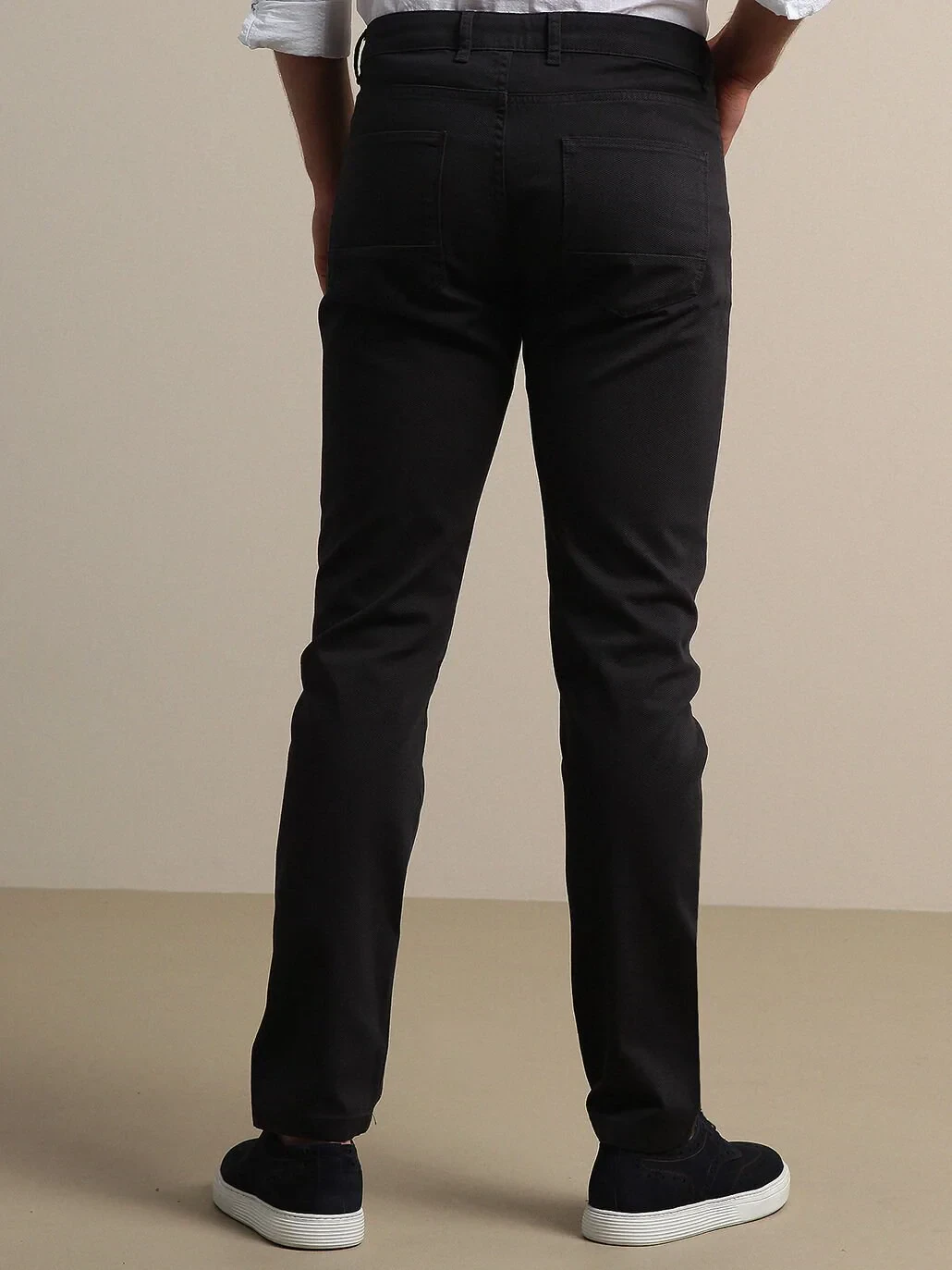 Hard Coal Weaving Slim Fit Casual Cotton Blended Trousers - 5