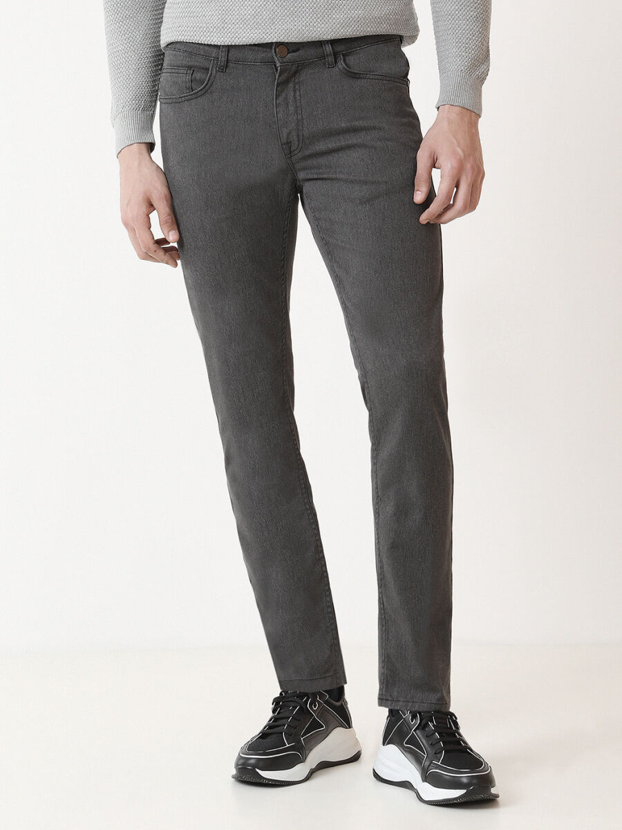Hard Coal Weaving Slim Fit Casual Cotton Blended Trousers - 1