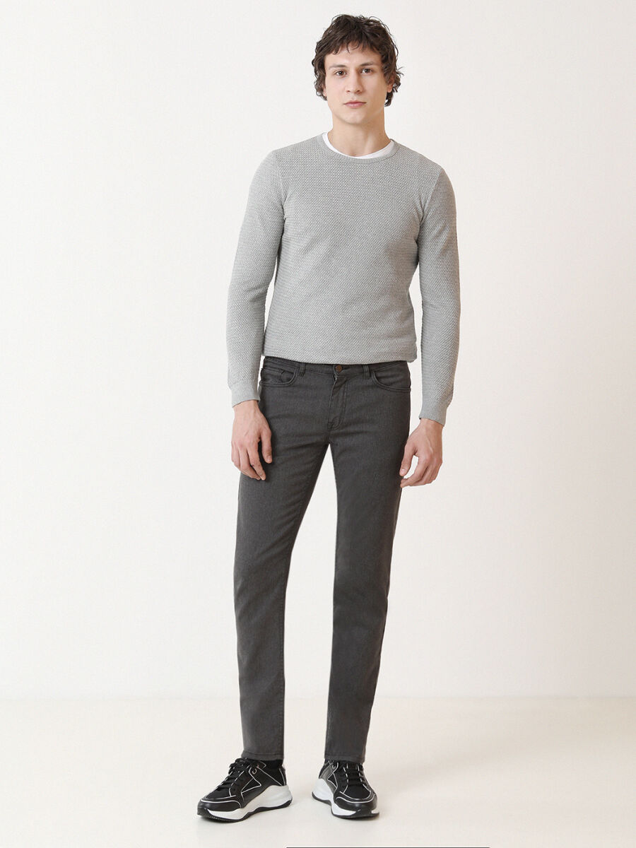 Hard Coal Weaving Slim Fit Casual Cotton Blended Trousers - 3