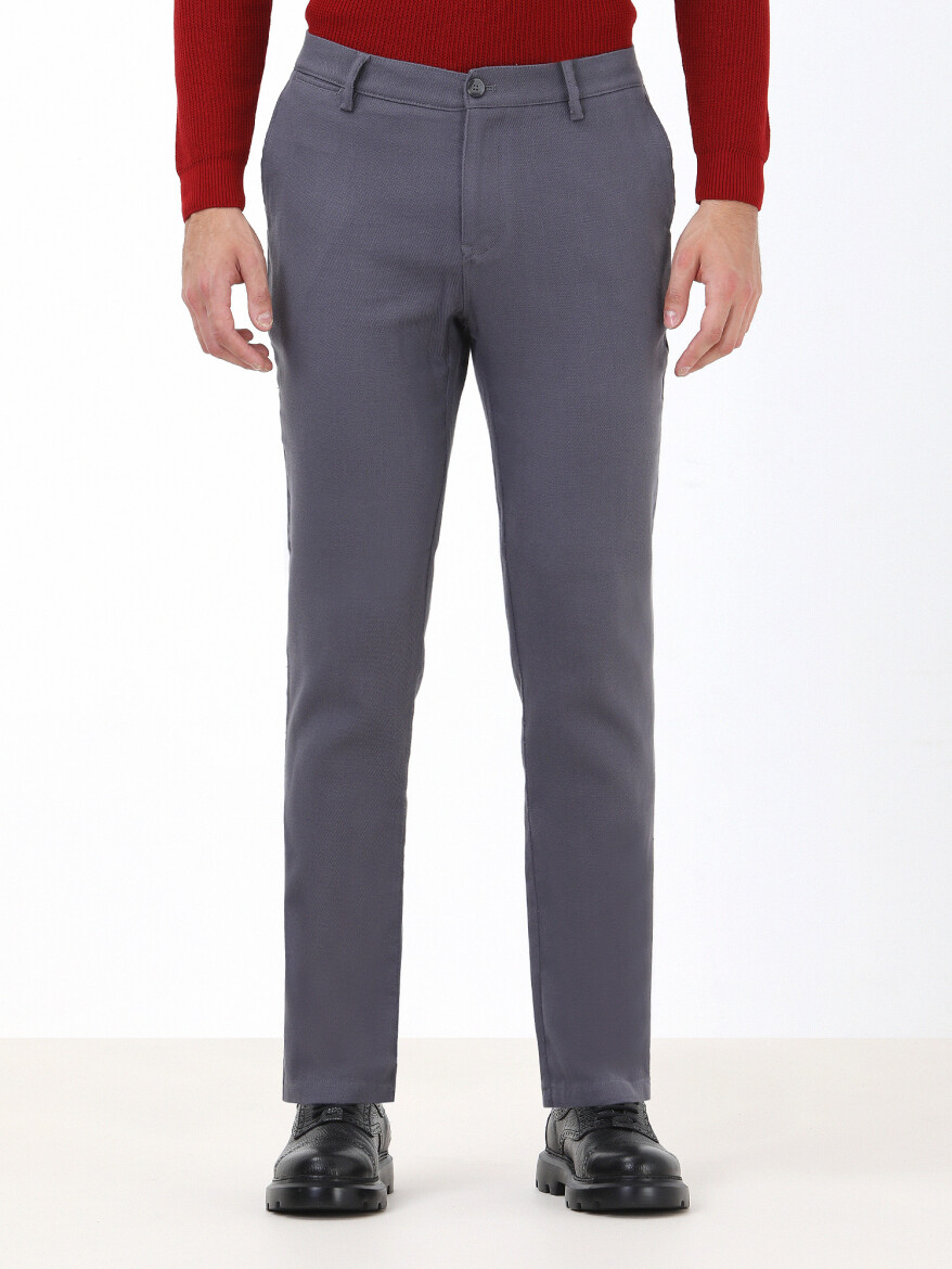 Hard Coal Weaving Slim Fit Casual Cotton Blended Trousers - 2