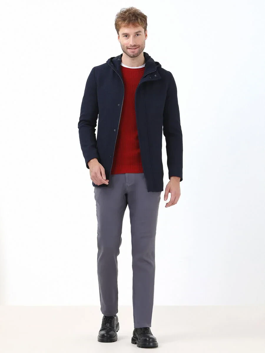 Hard Coal Weaving Slim Fit Casual Cotton Blended Trousers - 3