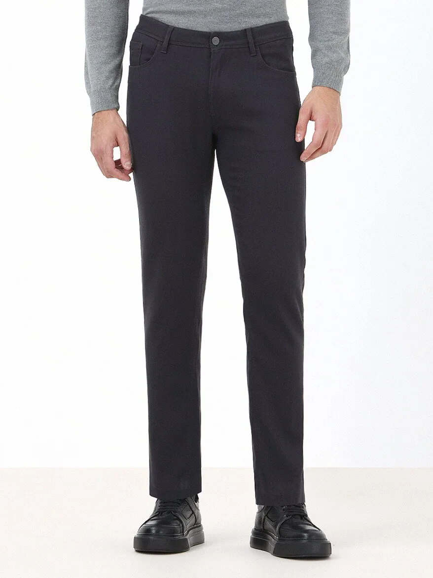 Hard Coal Weaving Slim Fit Casual Cotton Blended Trousers - 1