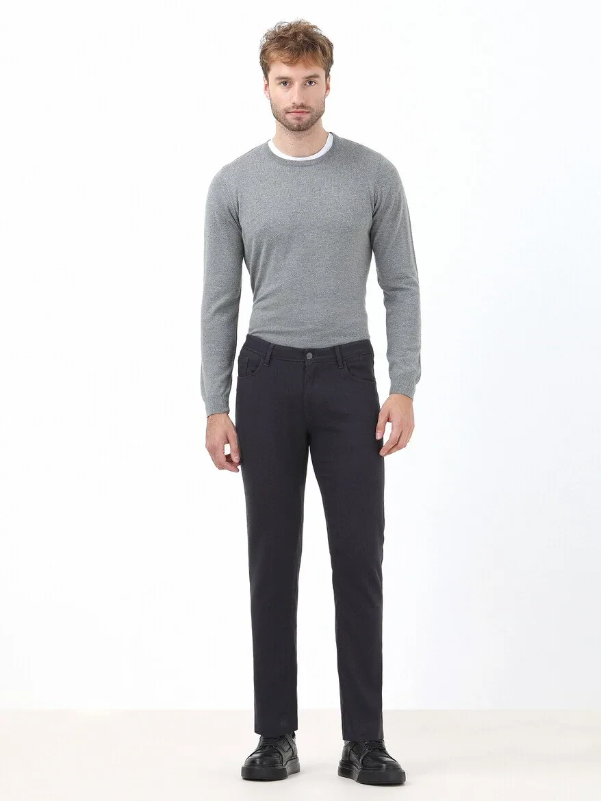Hard Coal Weaving Slim Fit Casual Cotton Blended Trousers - 2