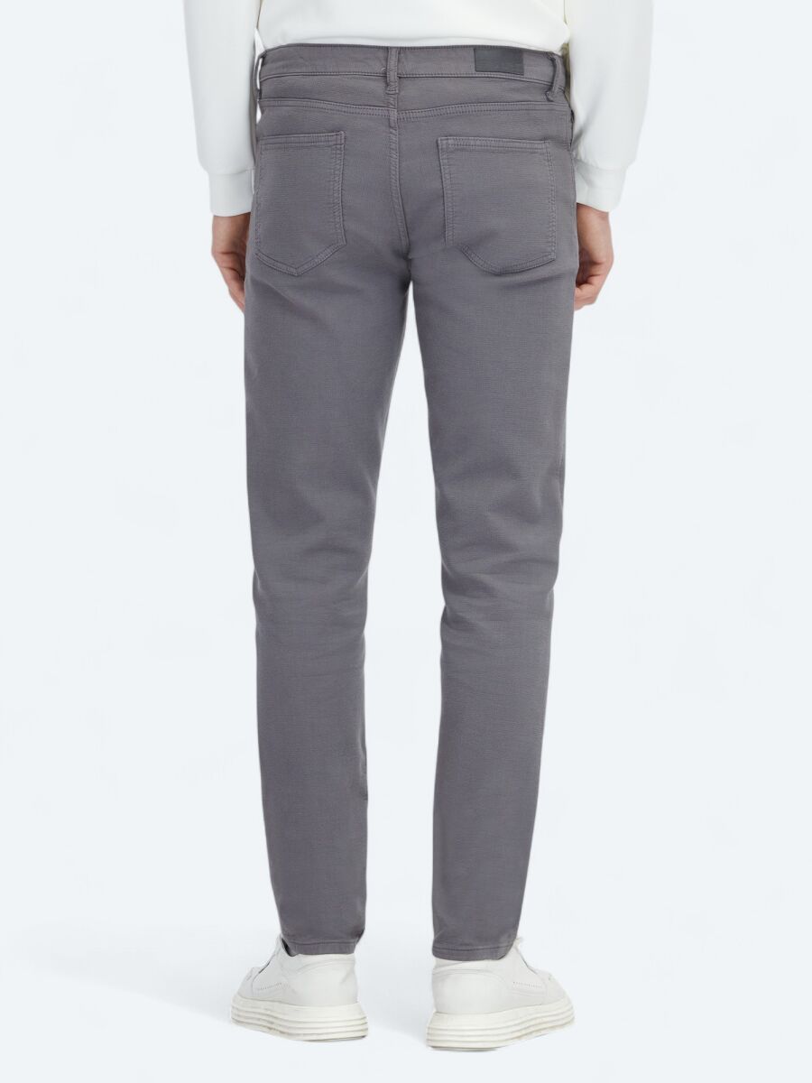 Hard Coal Weaving Slim Fit Casual Cotton Blended Trousers - 4