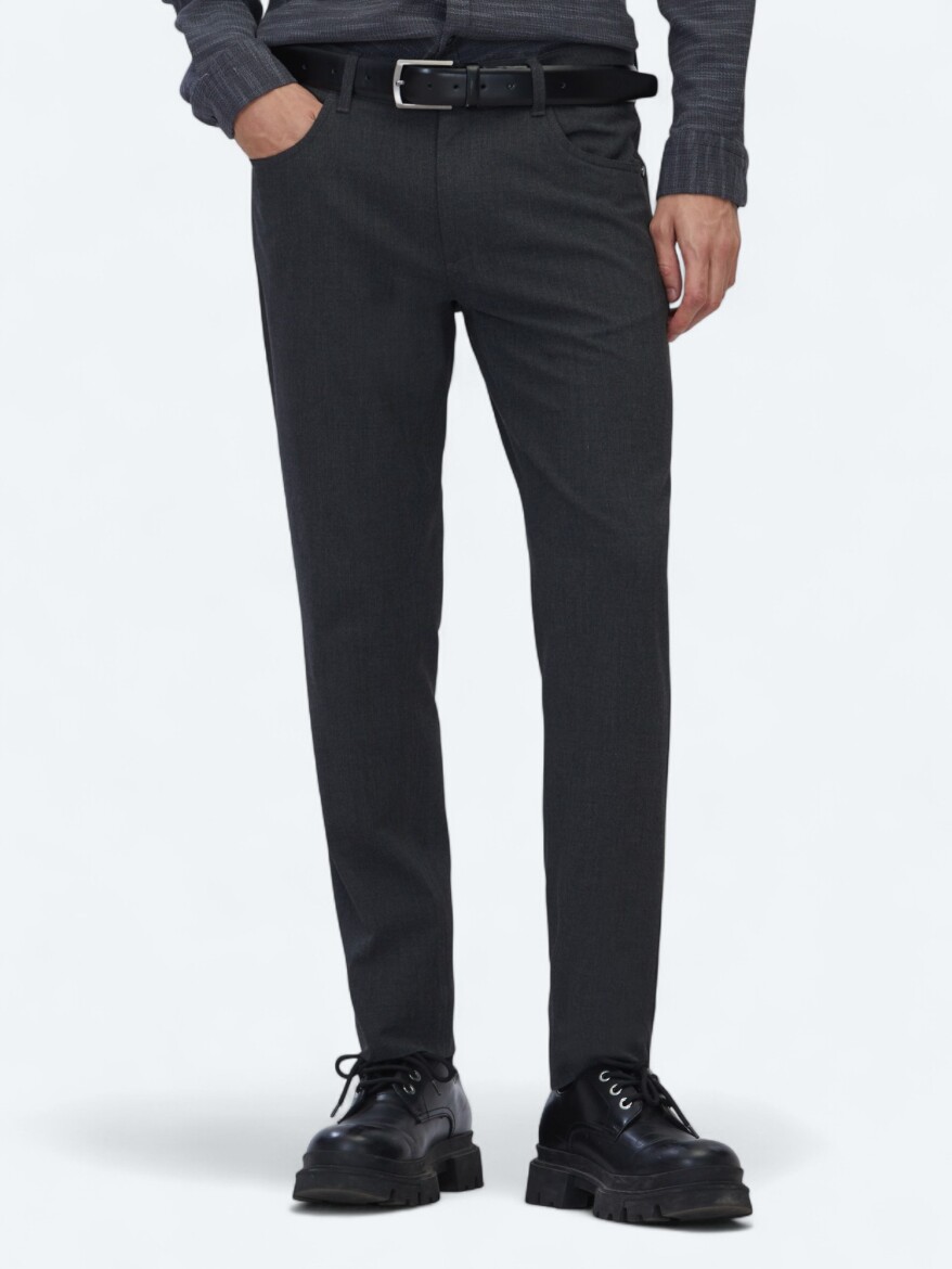 Hard Coal Weaving Slim Fit Casual Trousers - 2