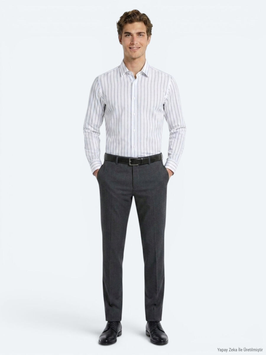 Hard Coal Weaving Slim Fit Classical Wool Blended Trousers - 1
