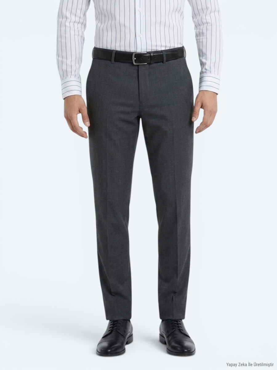 Hard Coal Weaving Slim Fit Classical Wool Blended Trousers - 2
