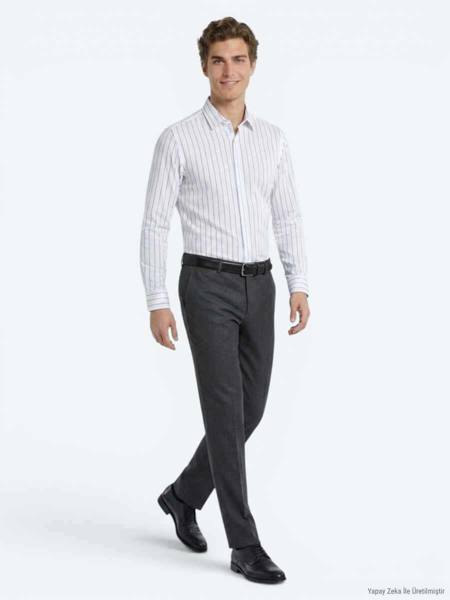 Hard Coal Weaving Slim Fit Classical Wool Blended Trousers - 4