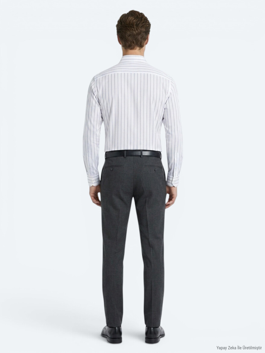 Hard Coal Weaving Slim Fit Classical Wool Blended Trousers - 5