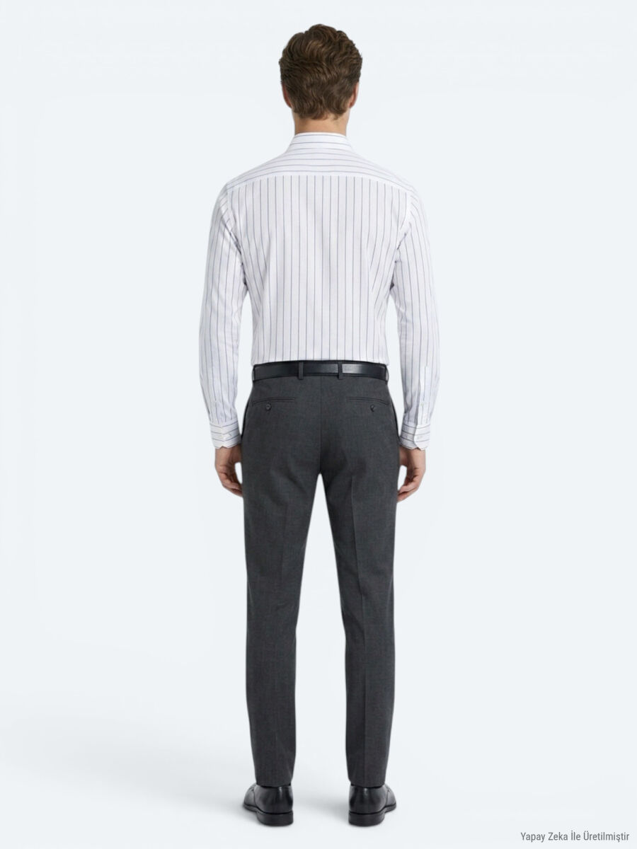 Hard Coal Weaving Slim Fit Classical Wool Blended Trousers - 5