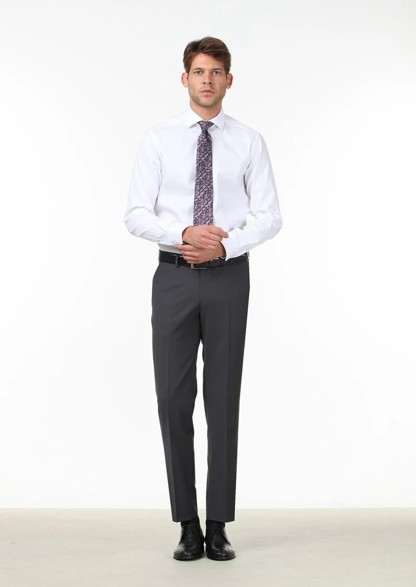 Hard Coal Weaving Slim Fit Classical Wool Blended Trousers - 1