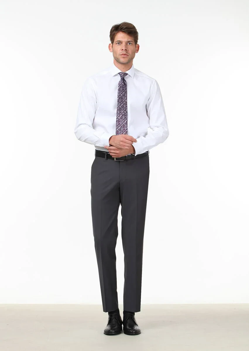 Hard Coal Weaving Slim Fit Classical Wool Blended Trousers - 1