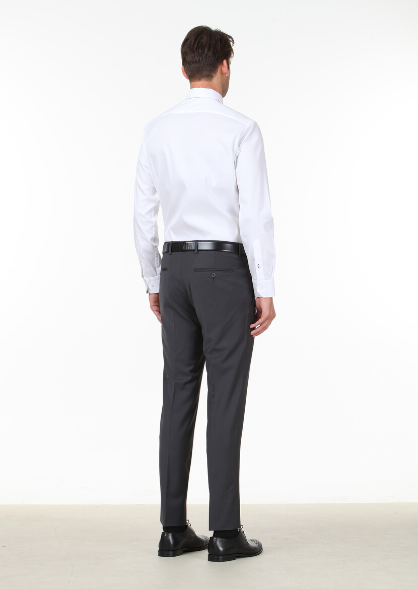 Hard Coal Weaving Slim Fit Classical Wool Blended Trousers - 4