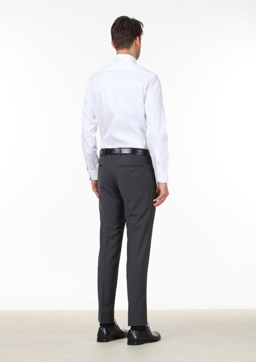 Hard Coal Weaving Slim Fit Classical Wool Blended Trousers - 4