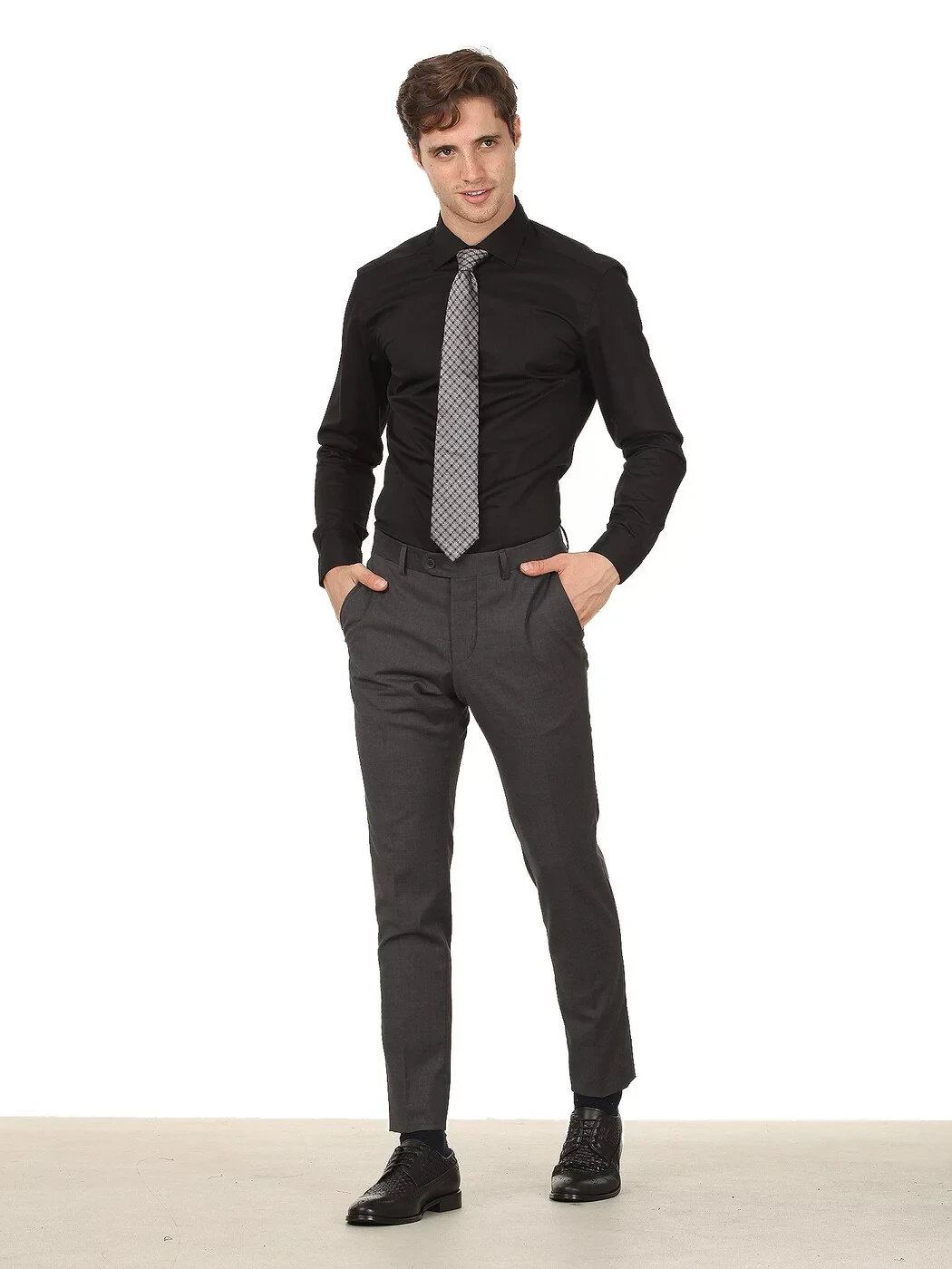 Hard Coal Weaving Slim Fit Classical Wool Blended Trousers - 1