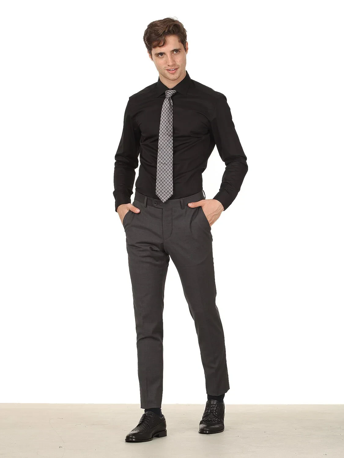 Hard Coal Weaving Slim Fit Classical Wool Blended Trousers - 1