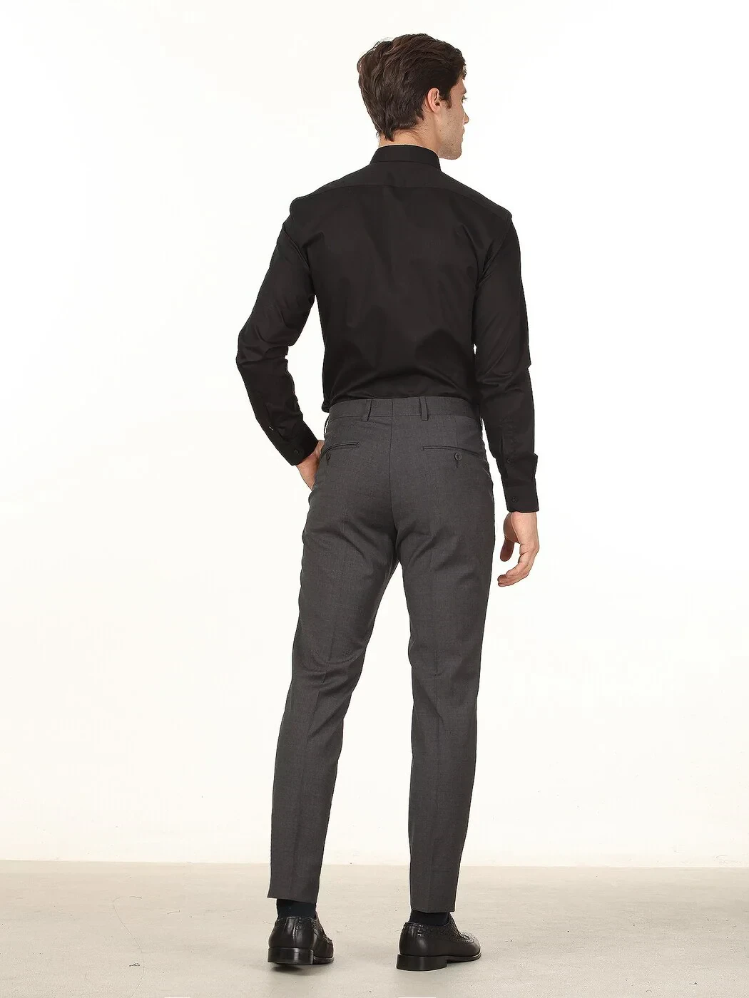 Hard Coal Weaving Slim Fit Classical Wool Blended Trousers - 4