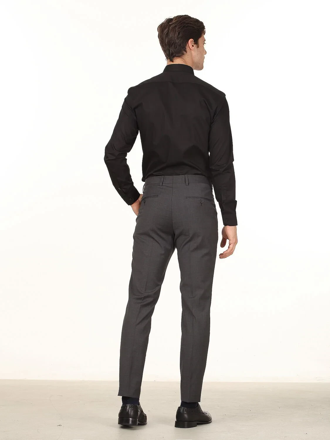 Hard Coal Weaving Slim Fit Classical Wool Blended Trousers - 4