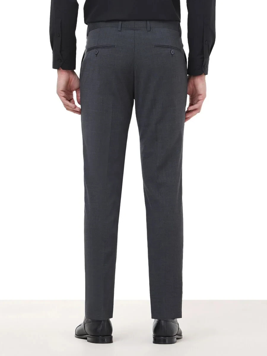 Hard Coal Weaving Slim Fit Classical Wool Blended Trousers - 4
