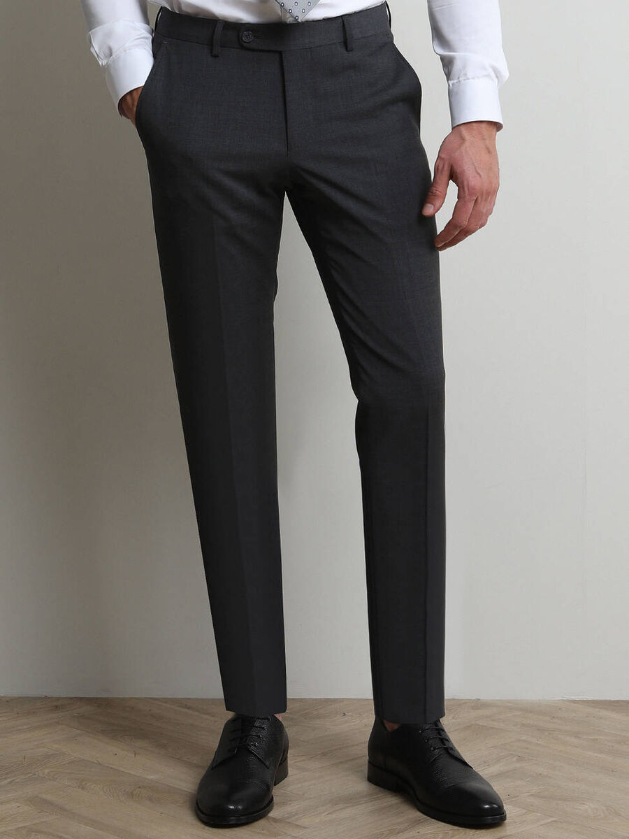 Hard Coal Weaving Slim Fit Classical Wool Blended Trousers - 1