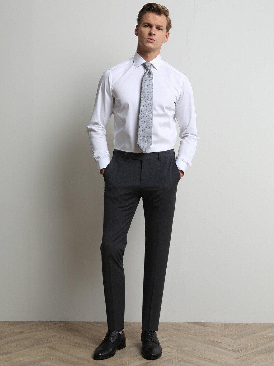 Hard Coal Weaving Slim Fit Classical Wool Blended Trousers - 2