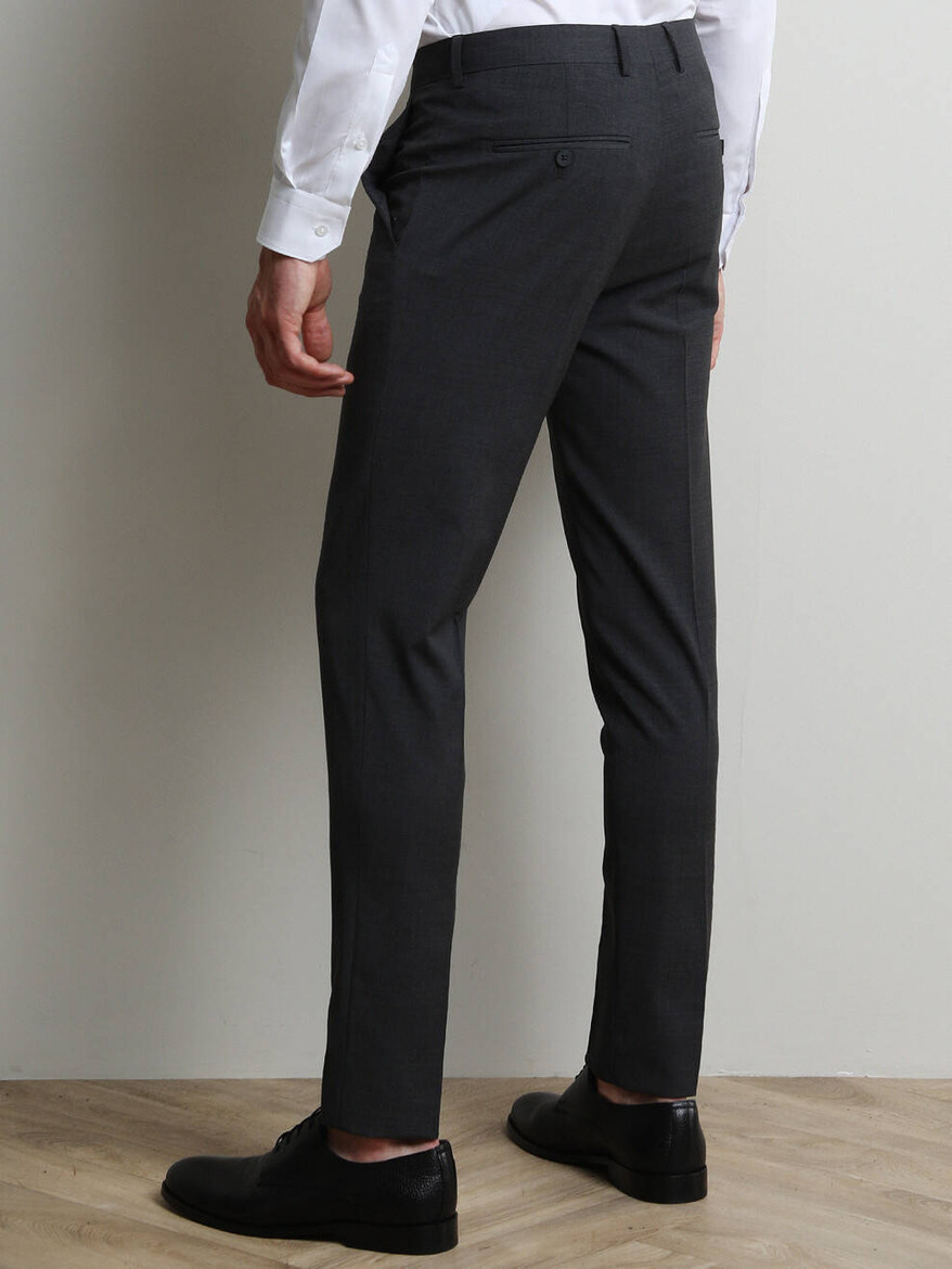 Hard Coal Weaving Slim Fit Classical Wool Blended Trousers - 4