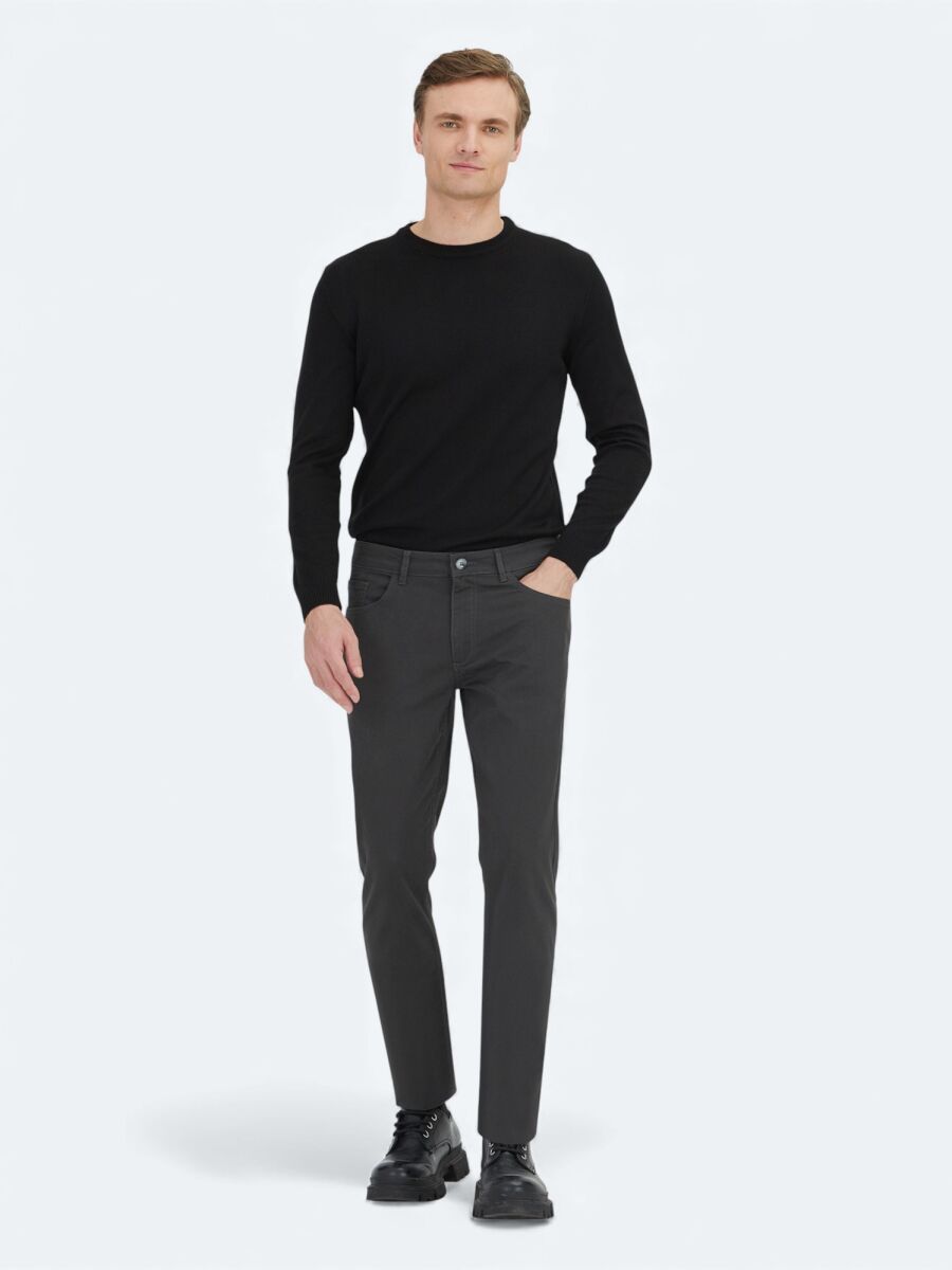 Hard Coal Weaving Slim Fit Sport Cotton Blended Trousers - 1