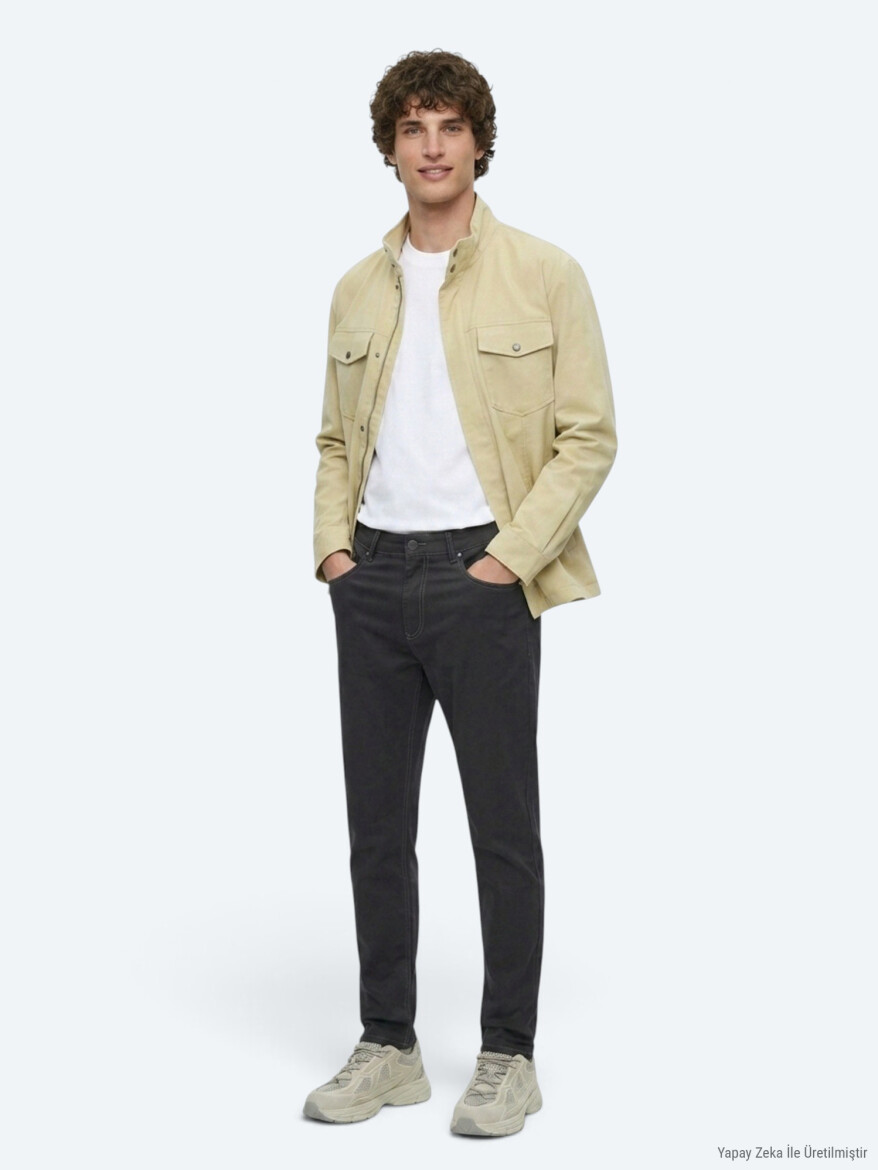 Hard Coal Weaving Slim Fit Sport Cotton Blended Trousers - KİP