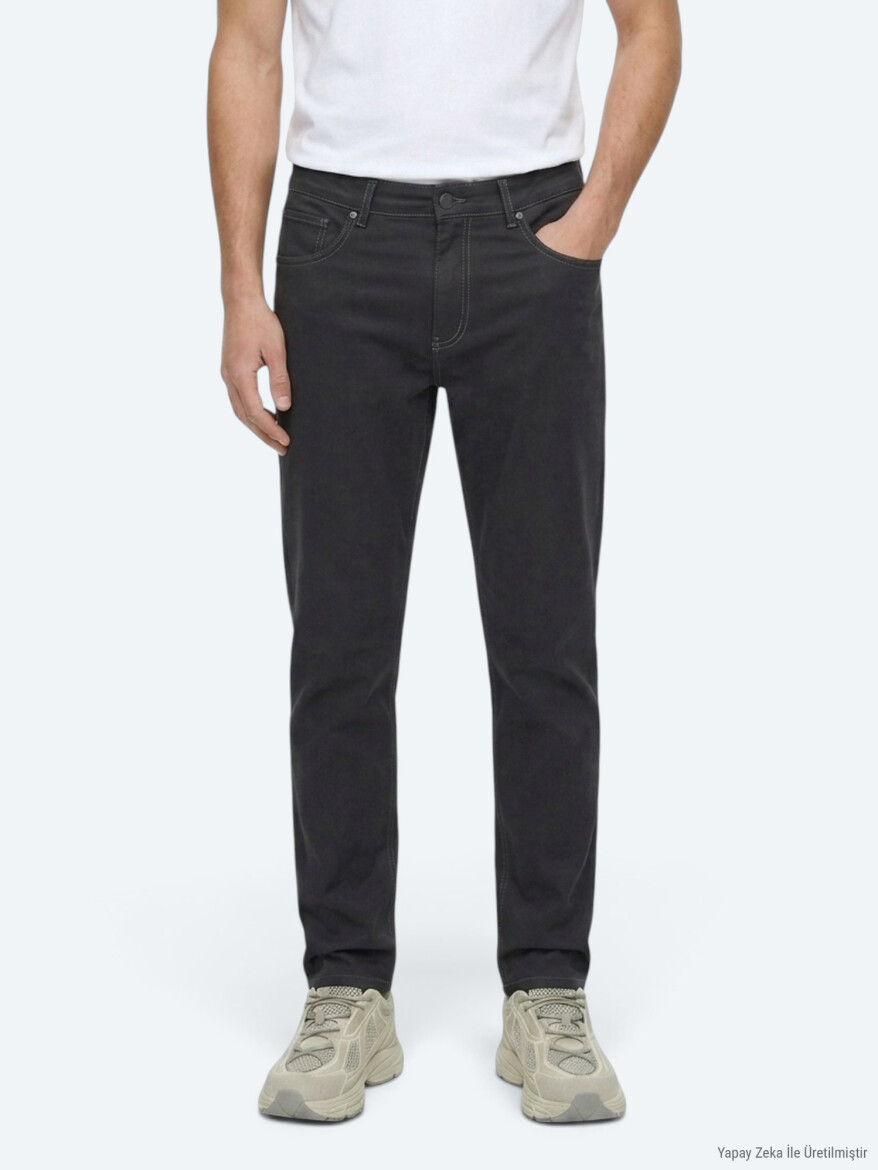Hard Coal Weaving Slim Fit Sport Cotton Blended Trousers - KİP