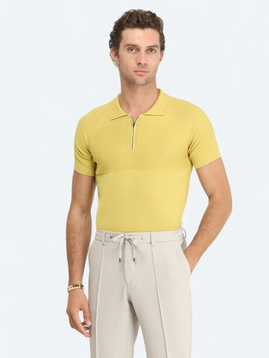 Hardal Polo Yaka Jakarlı Triko - 3